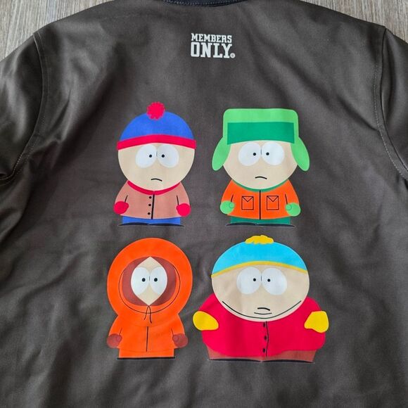 Members Only X South Park Limited Edition Jacket Dark Green Full Zip Collared M - Picture 9 of 10